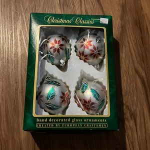 Christmas Classics: Four Hand decorated gorgeous ornaments